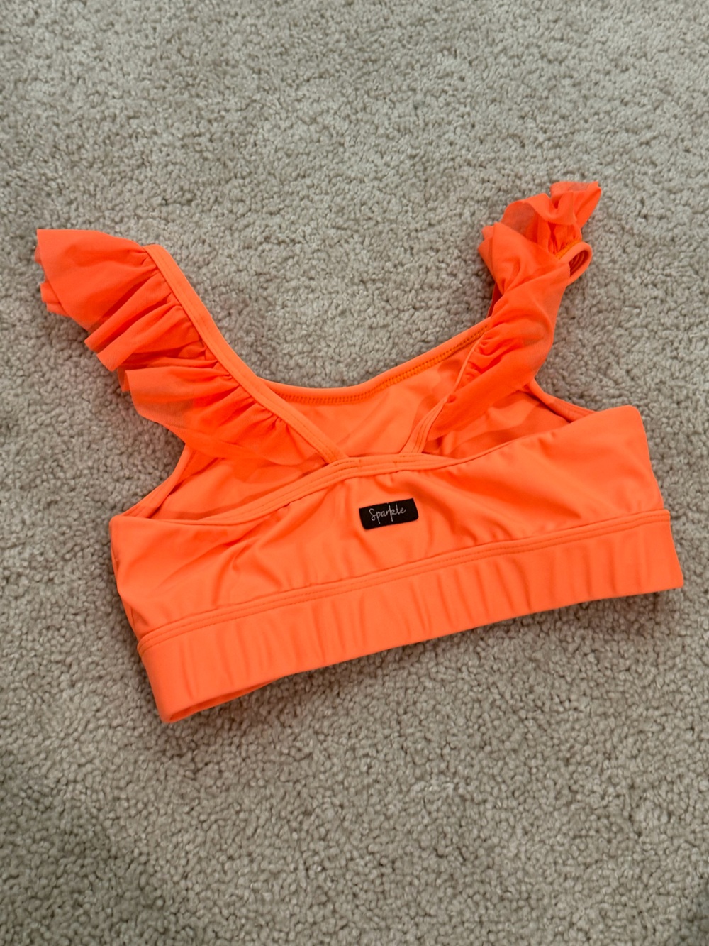 Kids Orange Ruffle-Strap Dance Top